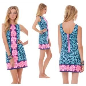 Lilly Pulitzer Delia Shift Dress Fountain Hopping‎ Engineered Floral Size 00